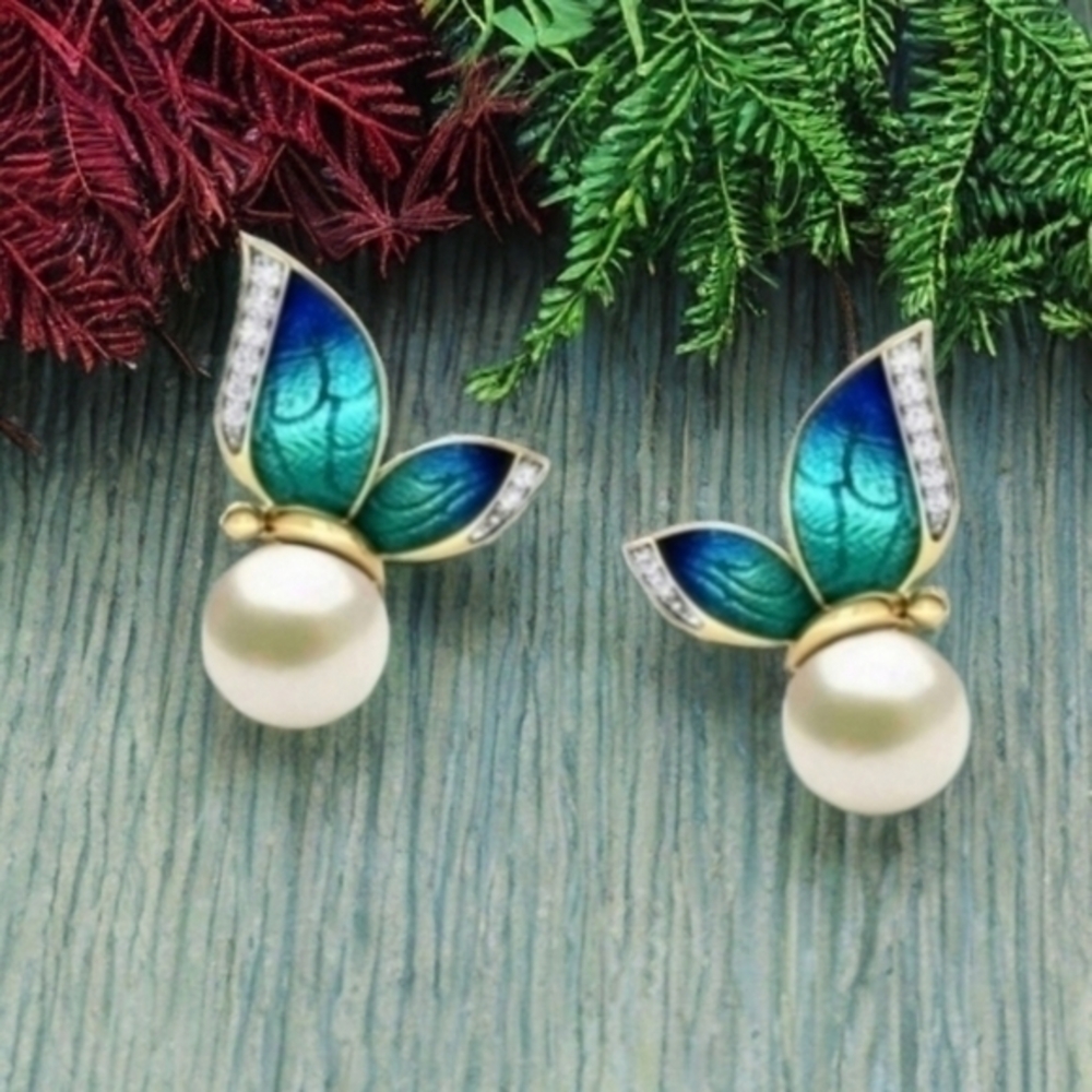 ANTHROPOLOGIE BUTTERFLY STUD EARRINGS 1